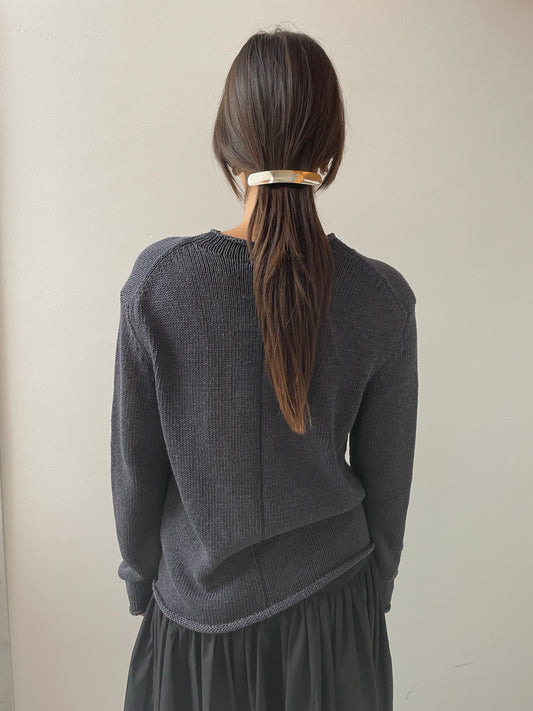 Paper Yarn Pullover, Charcoal Amomento