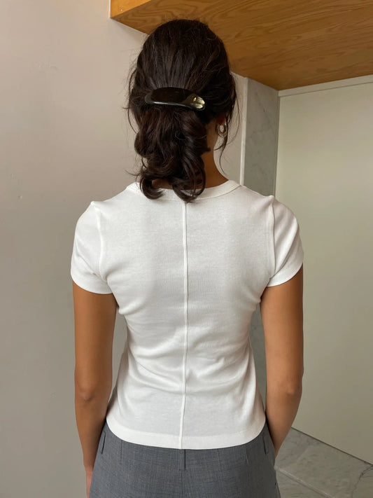 Car Baby Tee, White FLORE FLORE