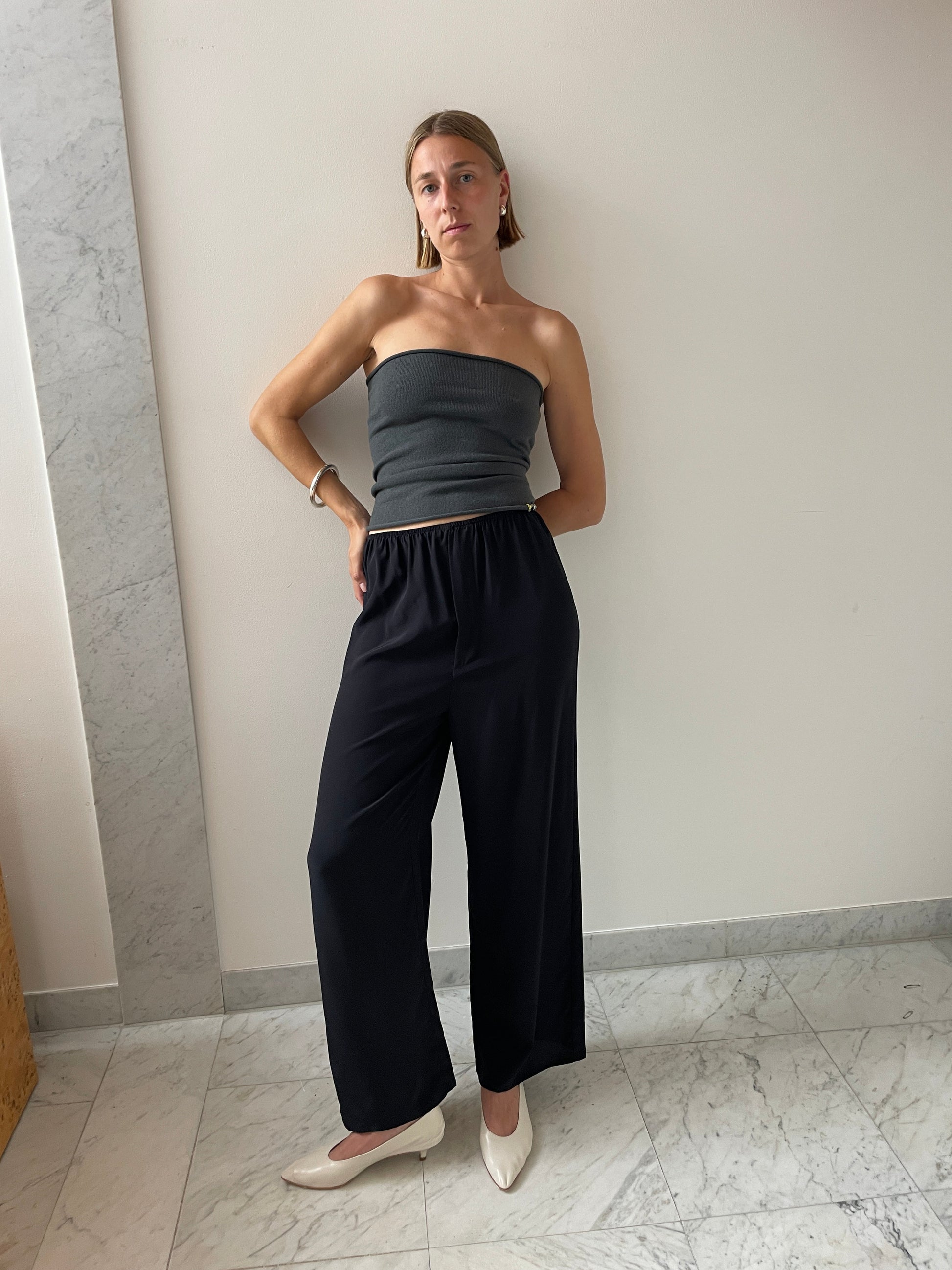 Stoa Pants, Silk Crepe Black BASERANGE