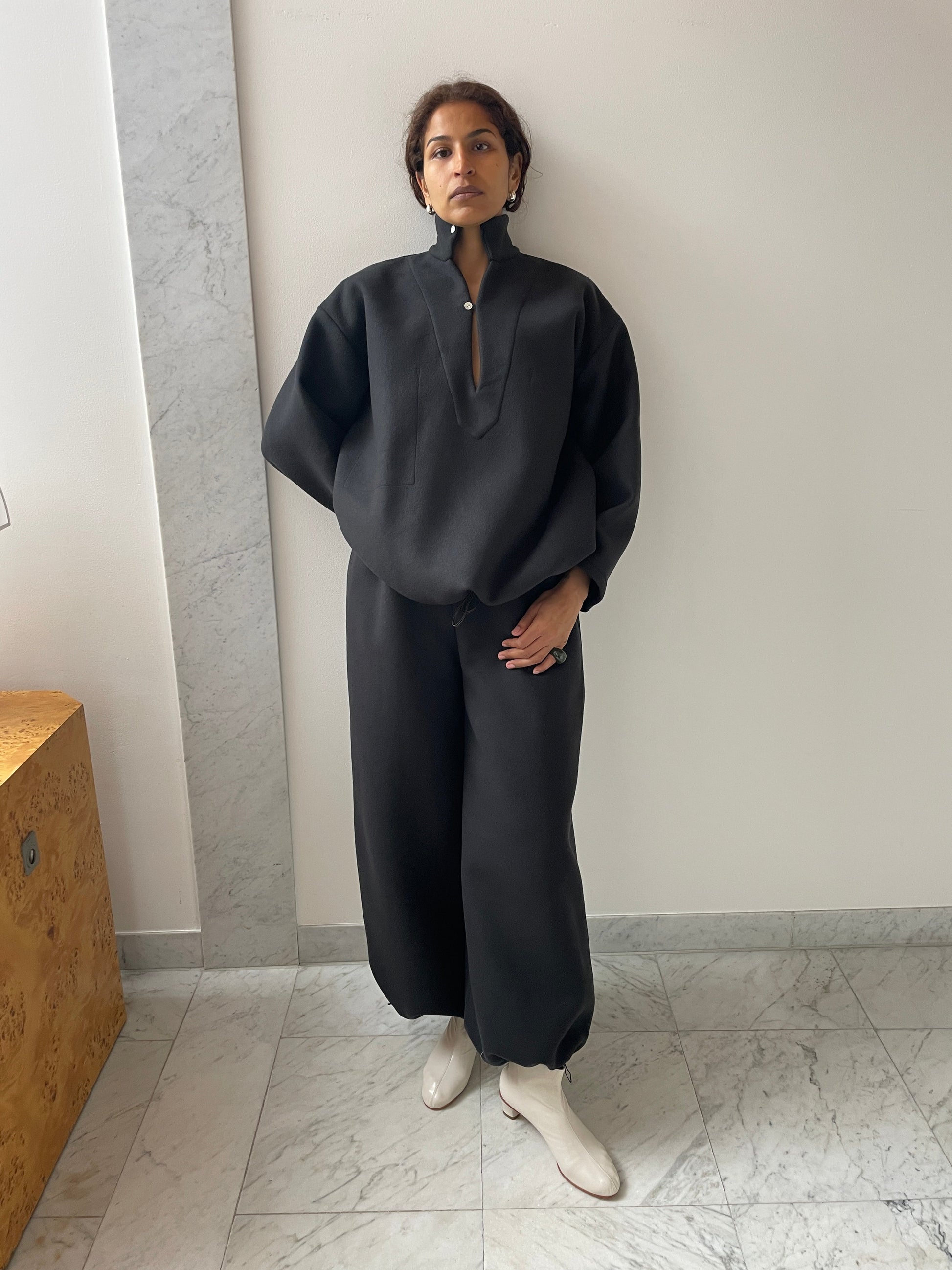 Double Face Wool Trousers, Mousse BAMBOU ROGER KWONG
