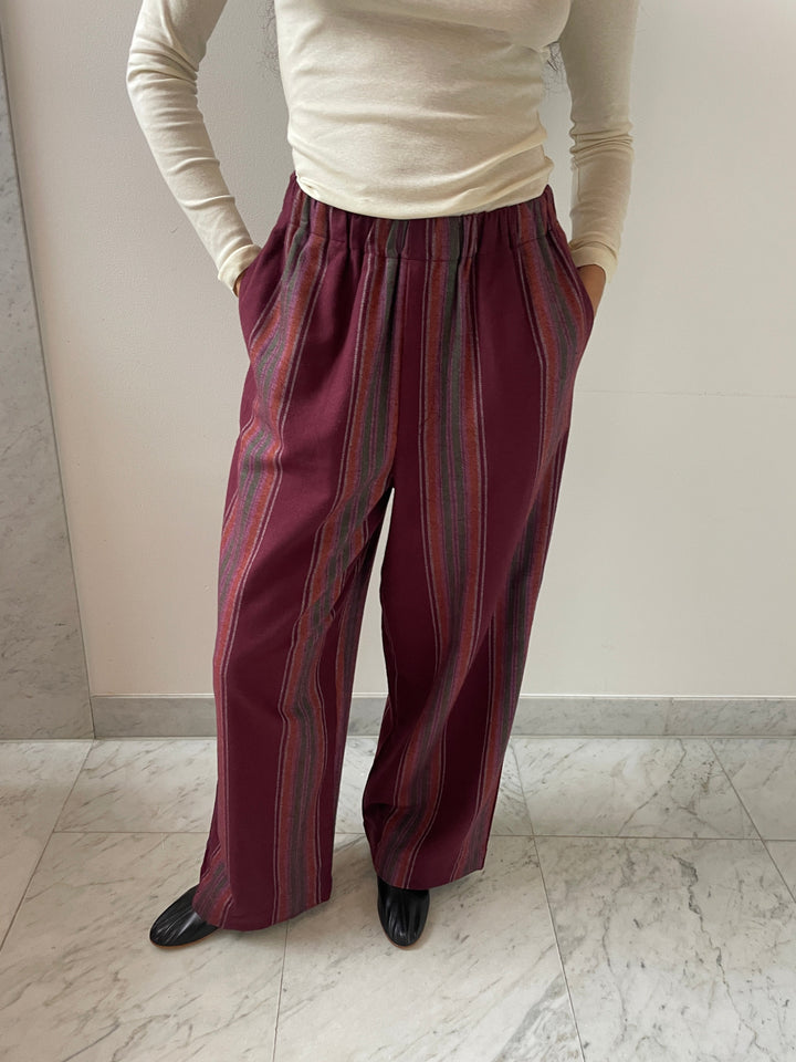 Claude Pants, Maroon Stripe BASERANGE