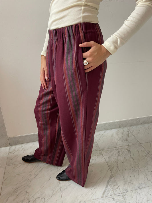Claude Pants, Maroon Stripe BASERANGE