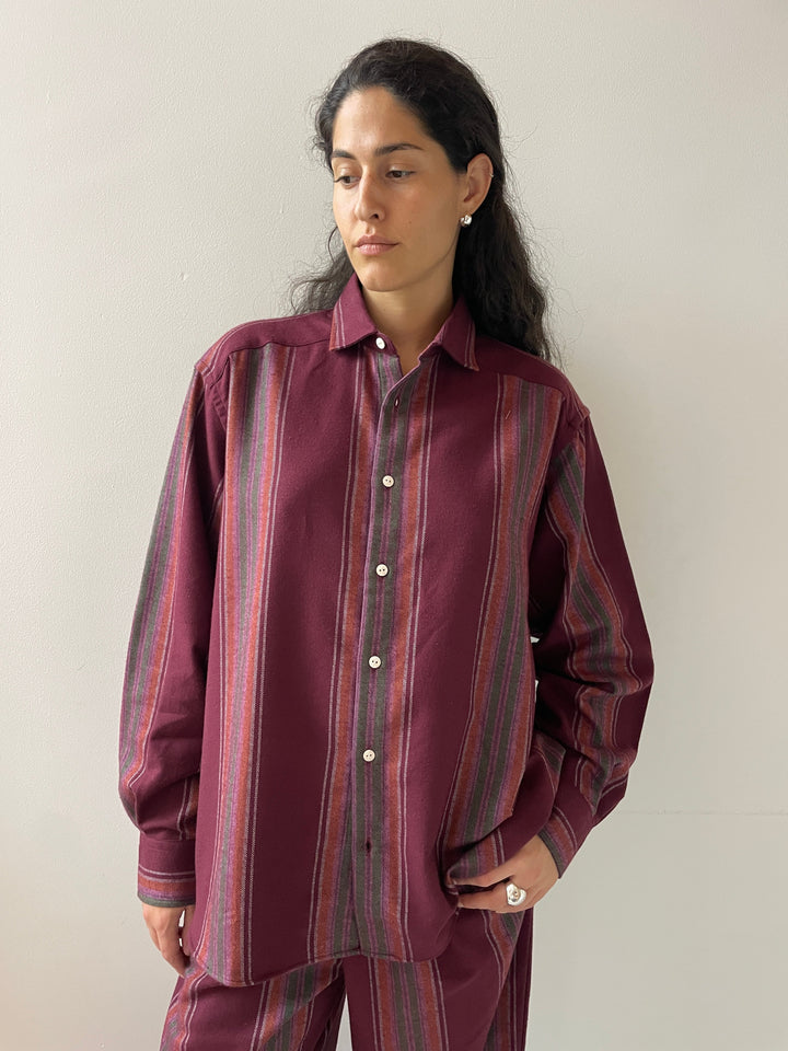 Claude Shirt, Maroon Stripe BASERANGE