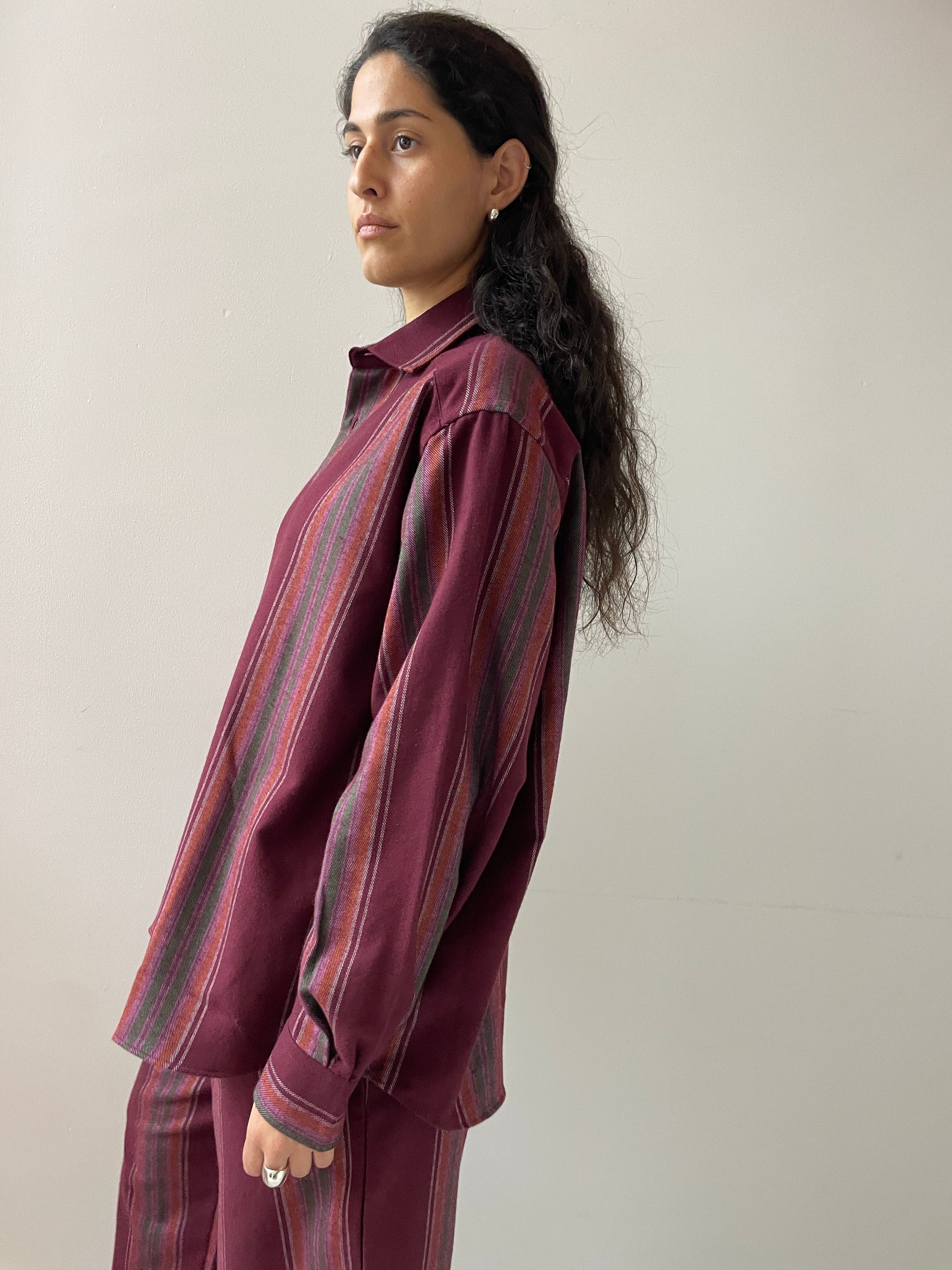 Claude Shirt, Maroon Stripe BASERANGE