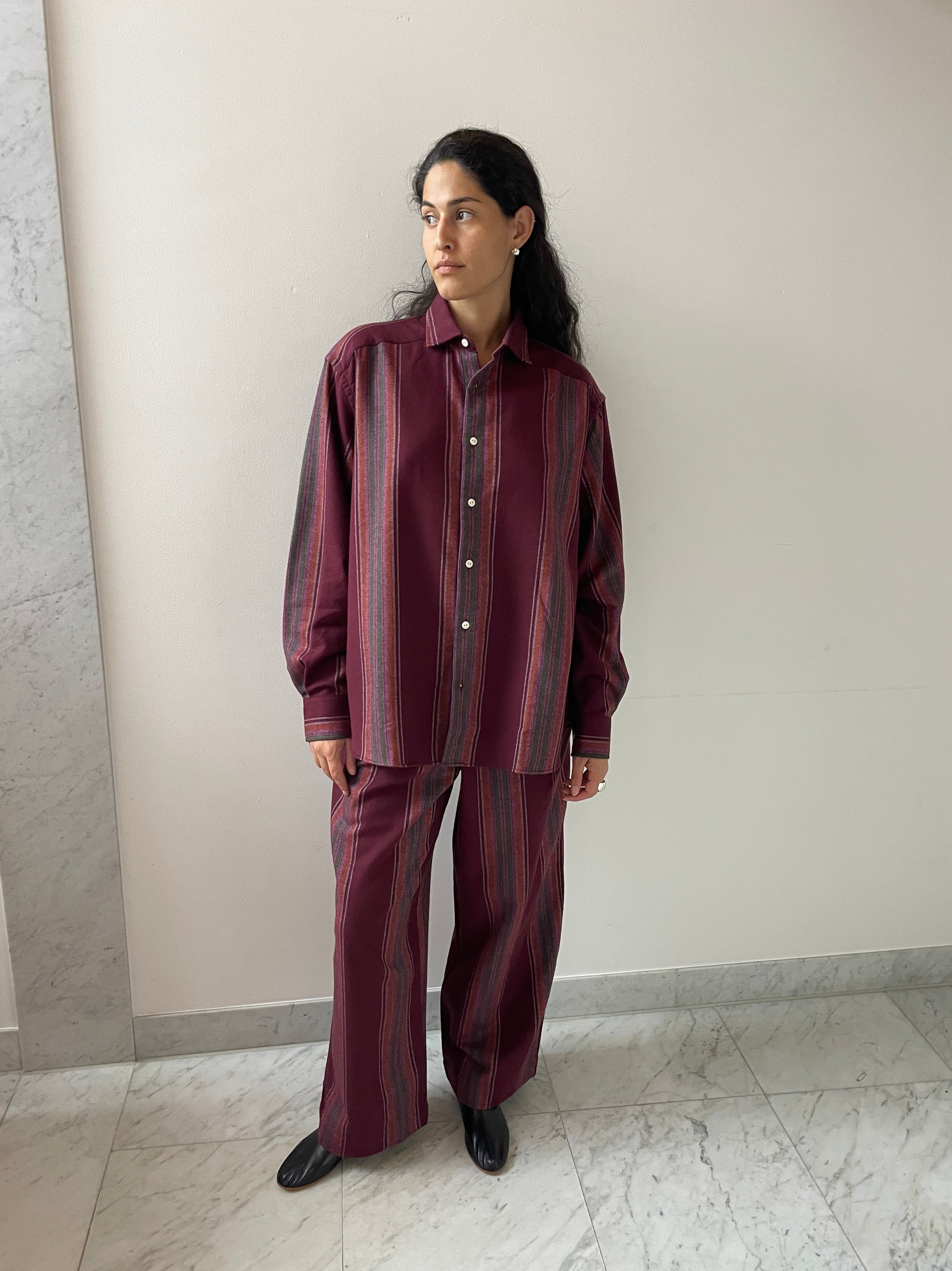 Claude Shirt, Maroon Stripe BASERANGE