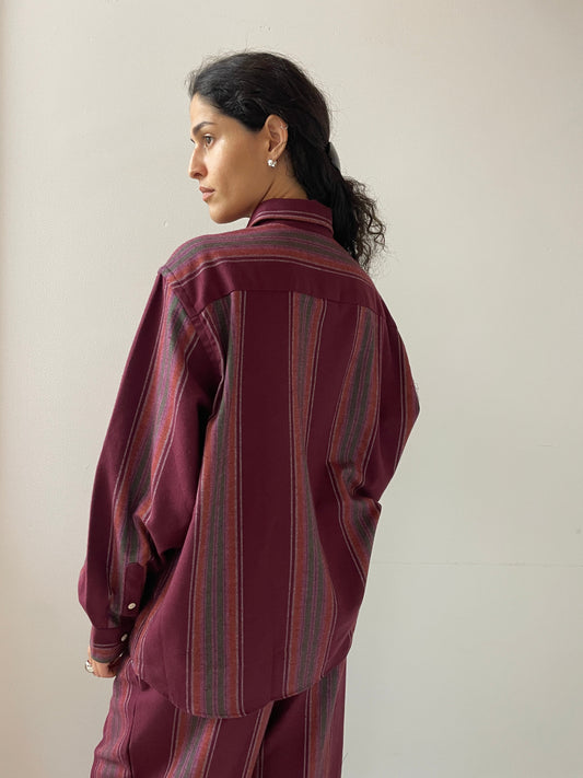 Claude Shirt, Maroon Stripe BASERANGE