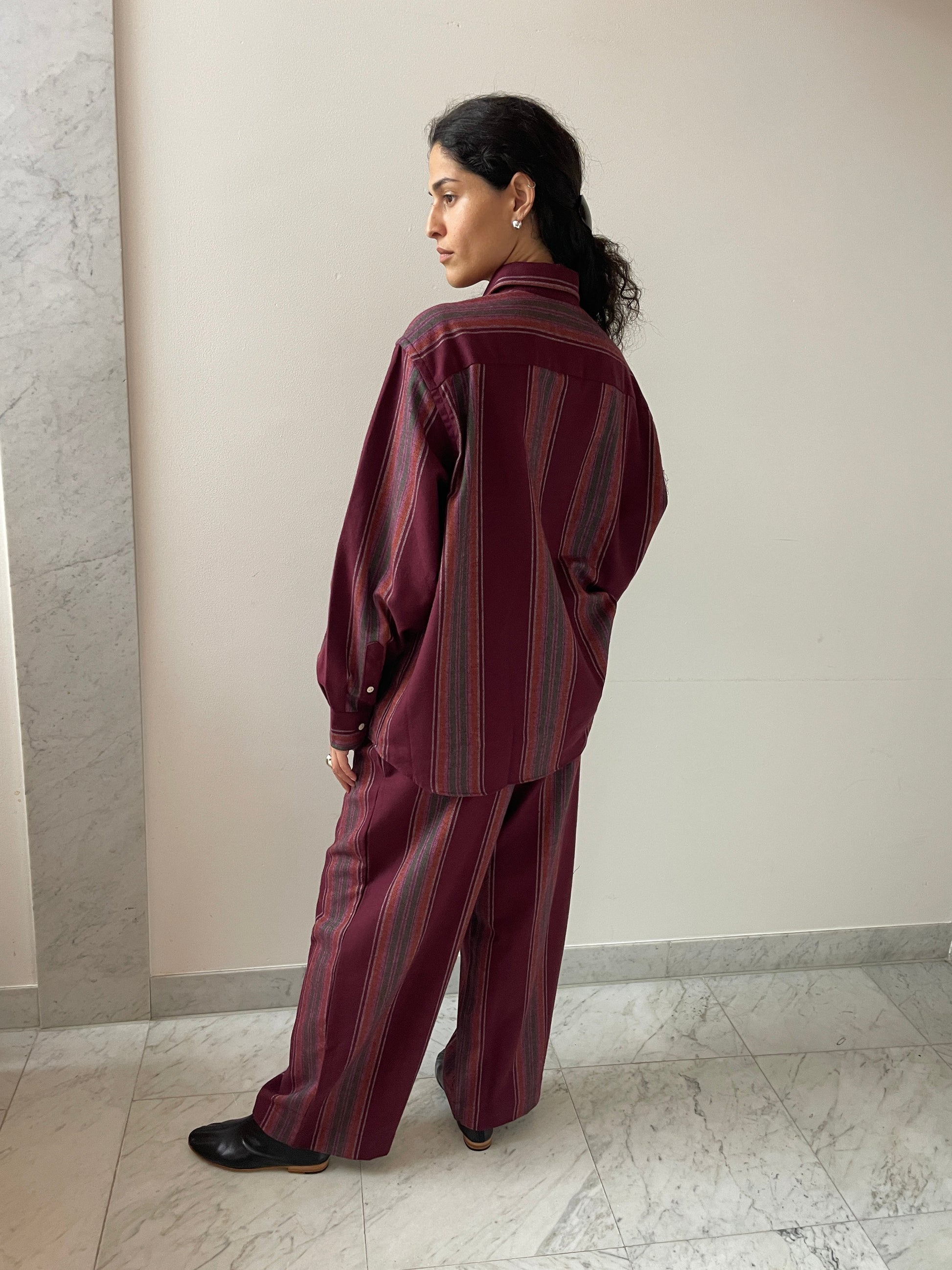 Claude Shirt, Maroon Stripe BASERANGE