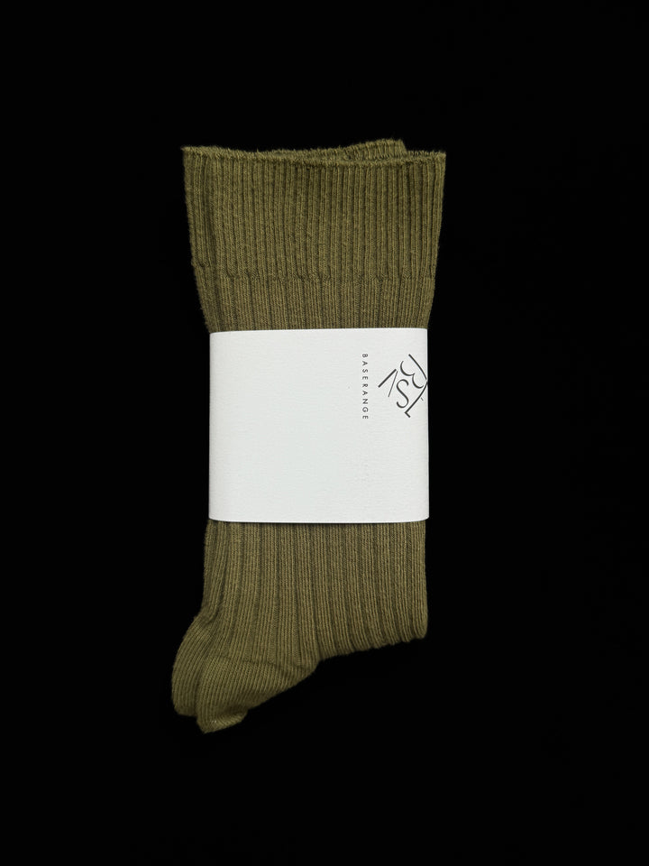 Rib Overankle Socks, Khaki BASERANGE