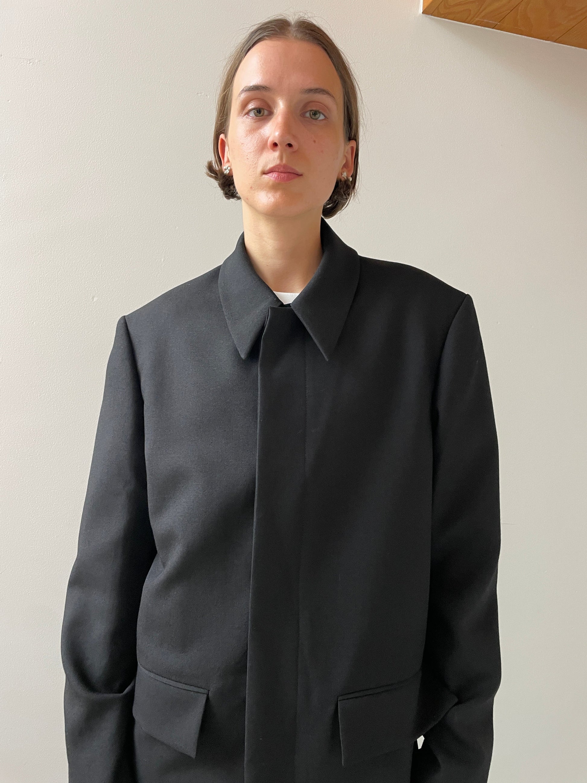 Rustic Wool Coat, Black RIER