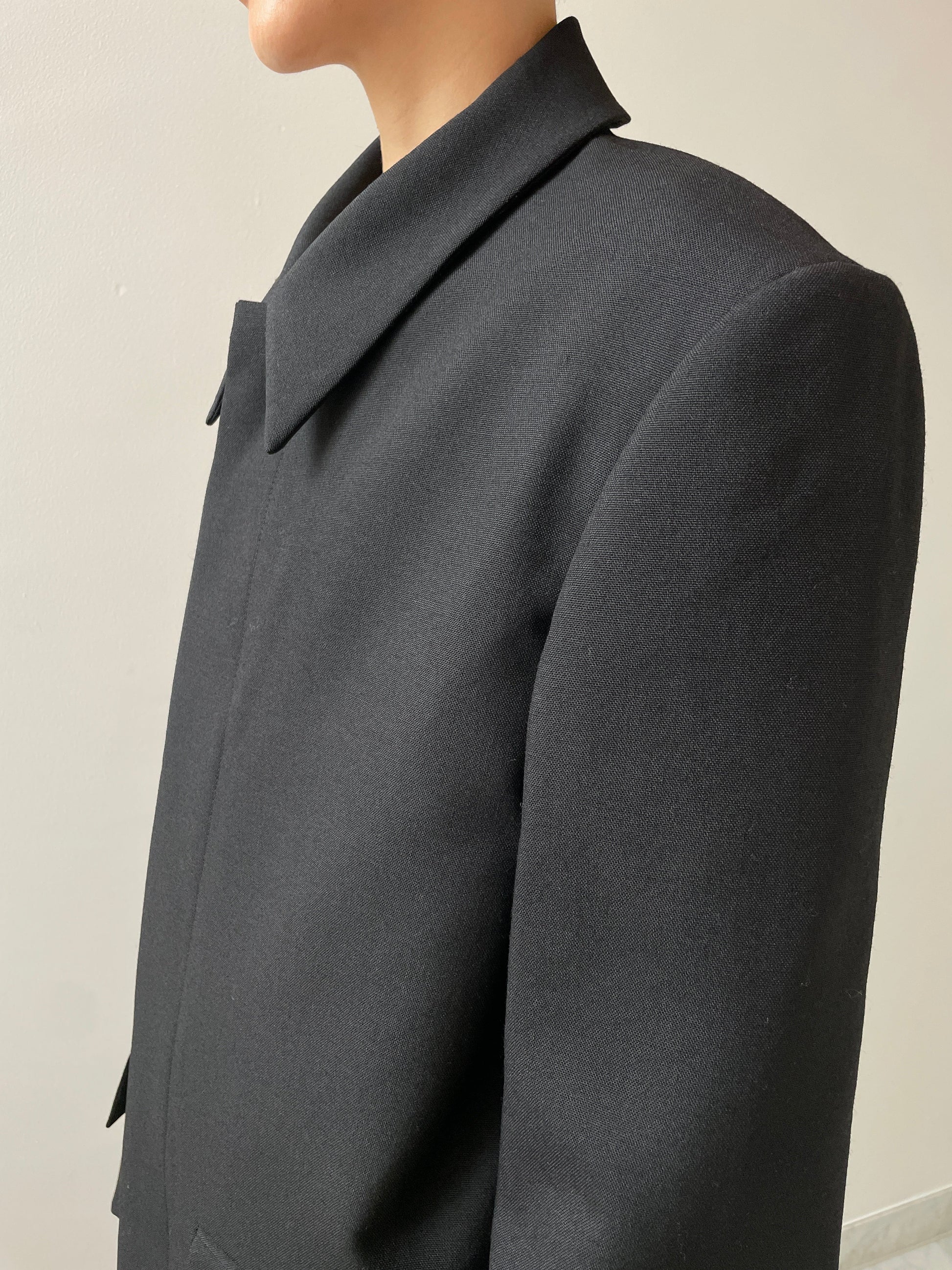 Rustic Wool Coat, Black RIER