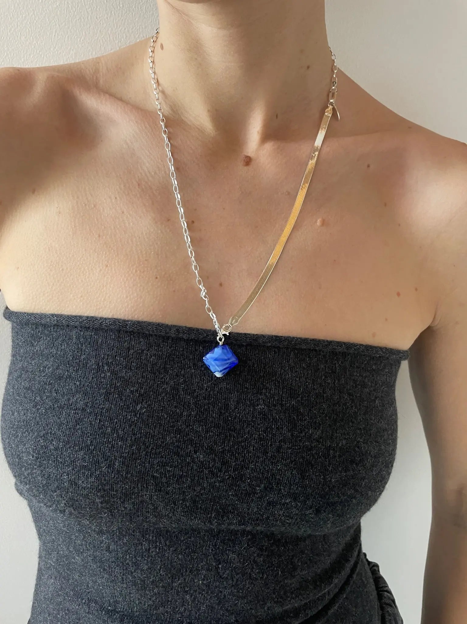 High on Hope Alta Necklace, Blue Murano Glass SANTANGELO