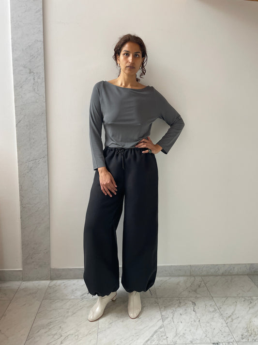 Double Face Wool Trousers, Mousse BAMBOU ROGER KWONG