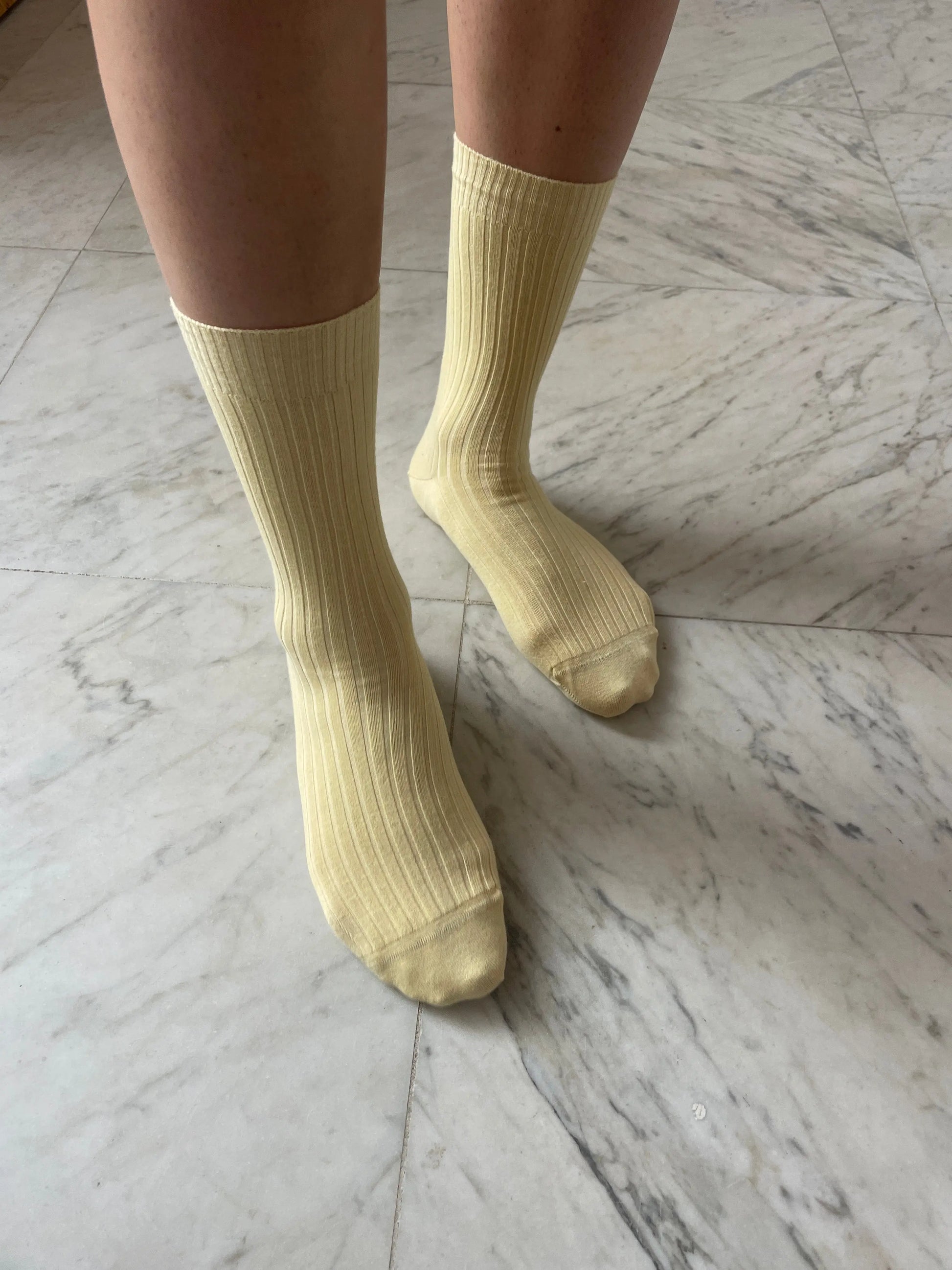 Rib Overankle Socks, Bog Yellow BASERANGE