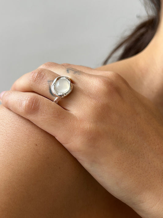 Kamma Cloud Ring, Silver & Agate Corali