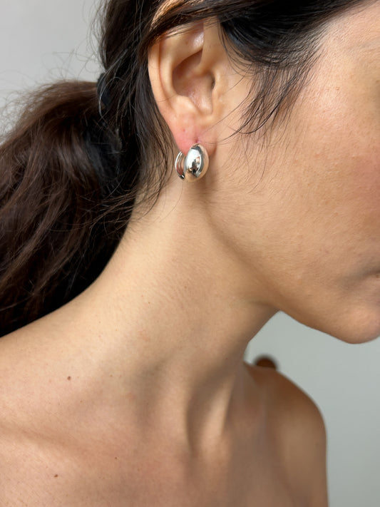 Large Reversible Hinged Hoops, Silver