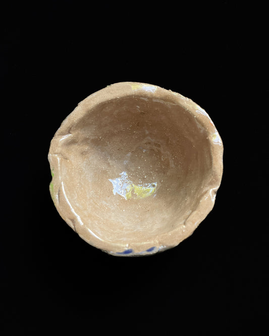 Tea Cup, blue green / taupe inside May Liok