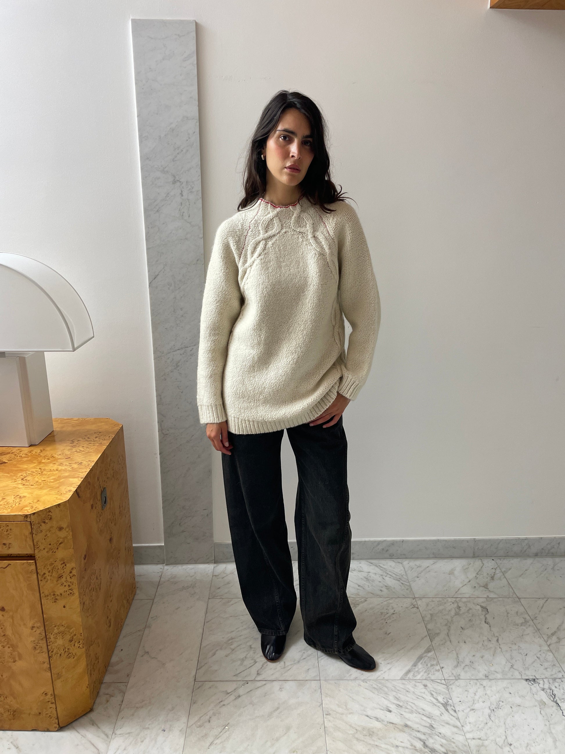 Fisherman's Sweater, Egret ECKHAUS LATTA