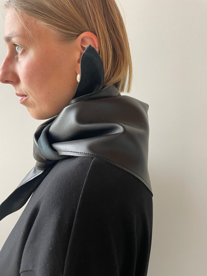 Leather Scarf Triangle, Black PIEN STUDIOS