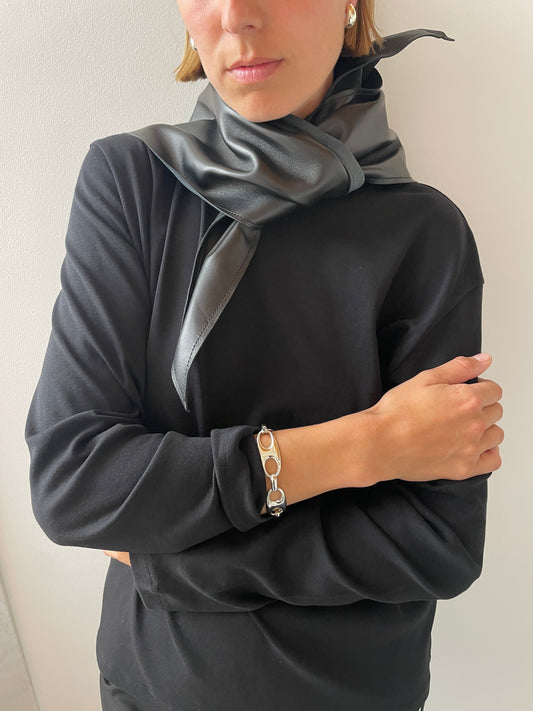 Leather Scarf Triangle, Black PIEN STUDIOS