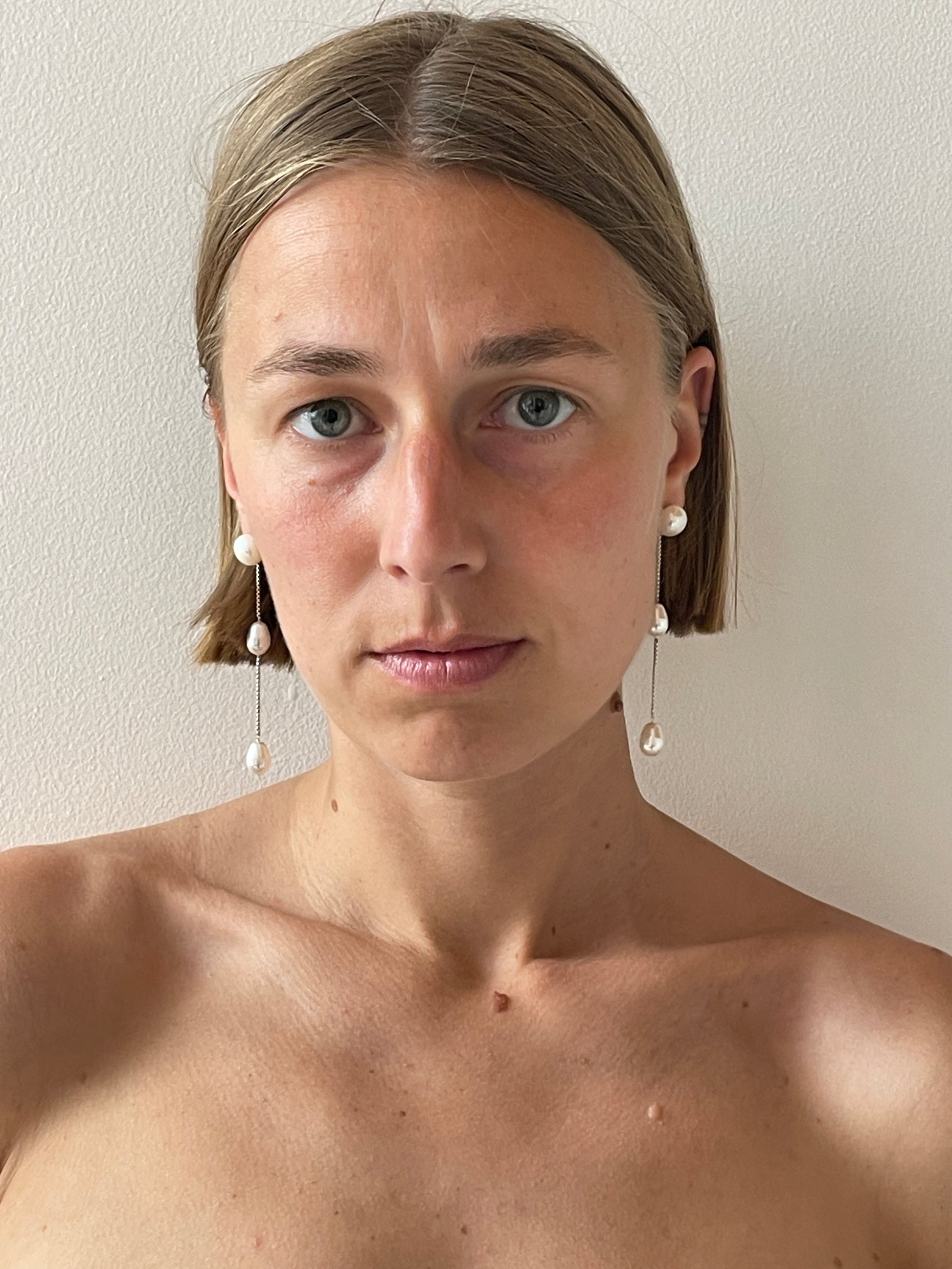 Small Pearl Drop Earrings, Silver SOPHIE BUHAI