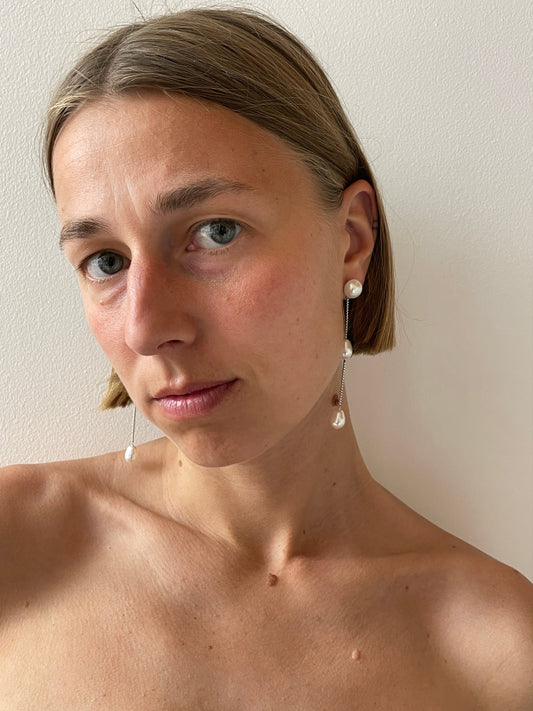 Small Pearl Drop Earrings, Silver SOPHIE BUHAI