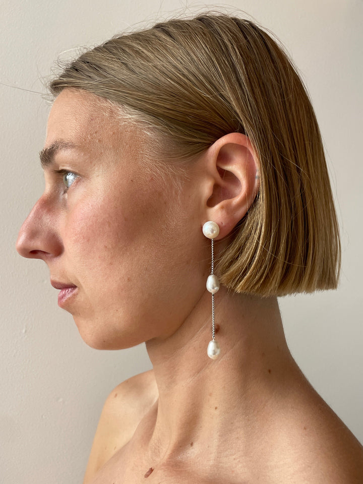 Small Pearl Drop Earrings, Silver SOPHIE BUHAI