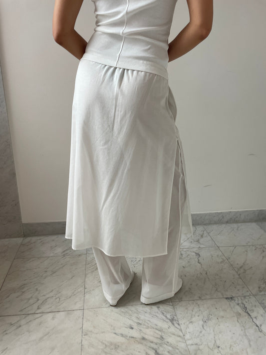 Sheer Layered Pants, White Amomento