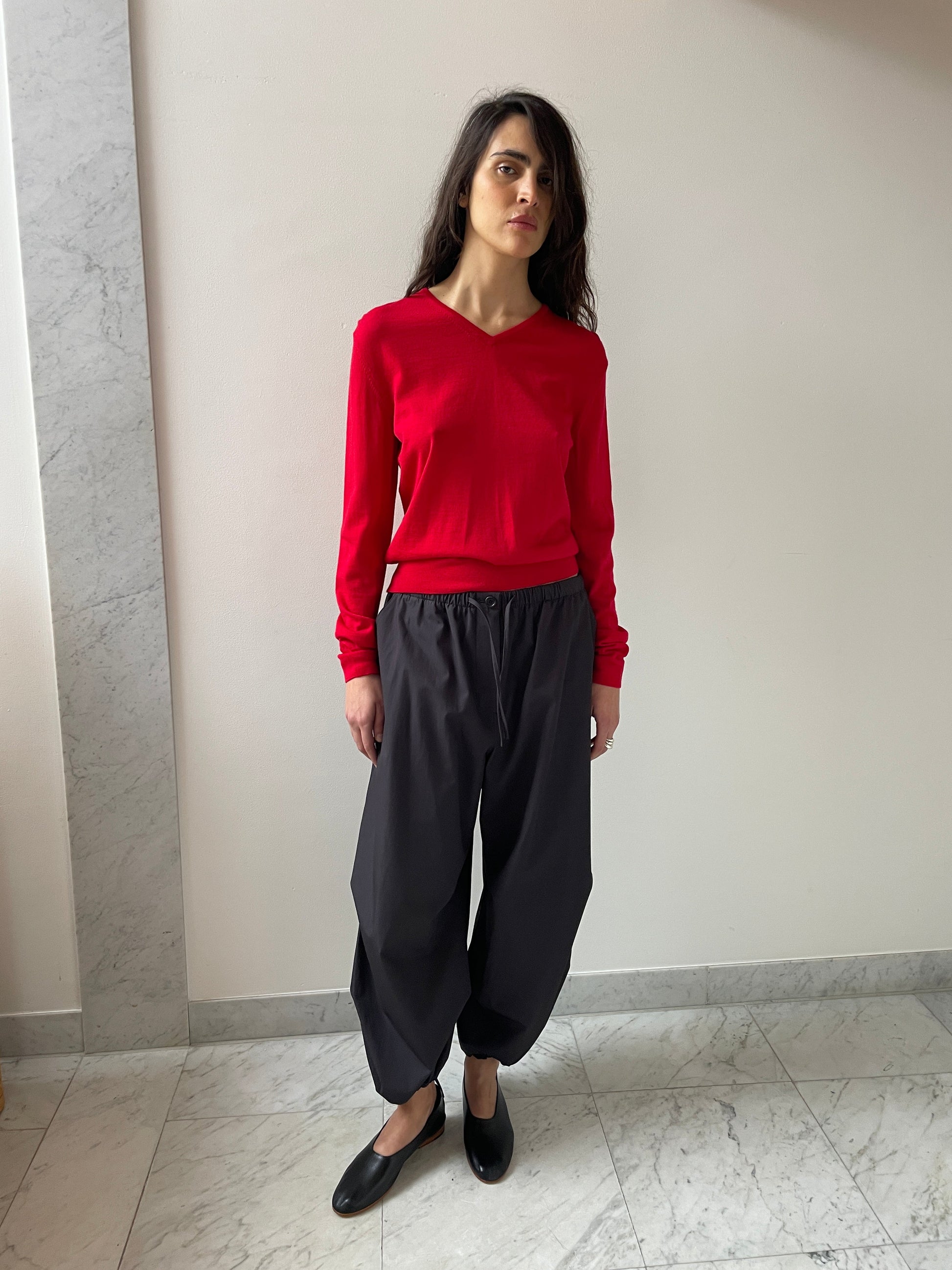 Drawstring Capri Pants, Charcoal Amomento