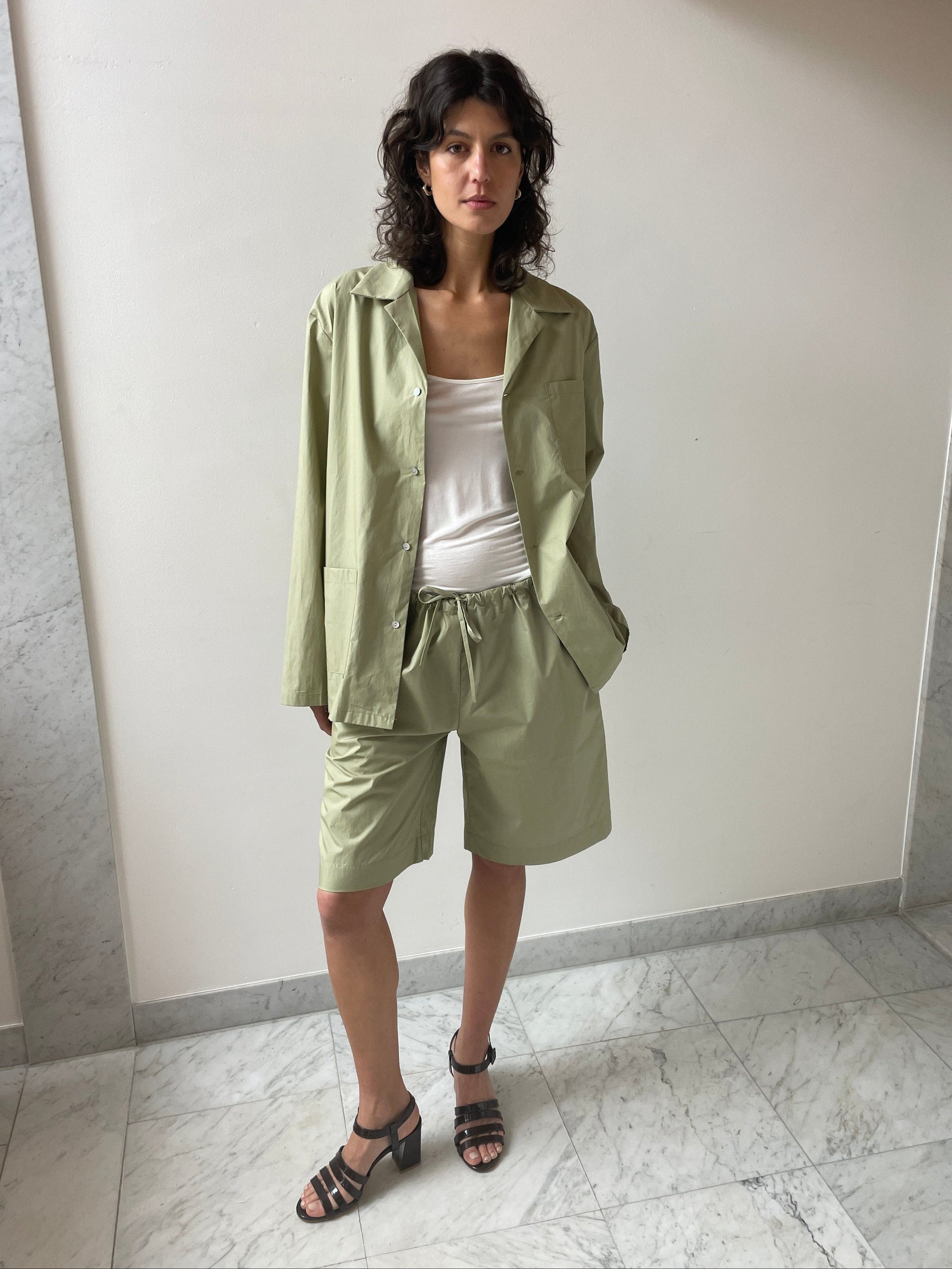 Oversized Pyjama Shirt, Pistachio BAMBOU ROGER KWONG