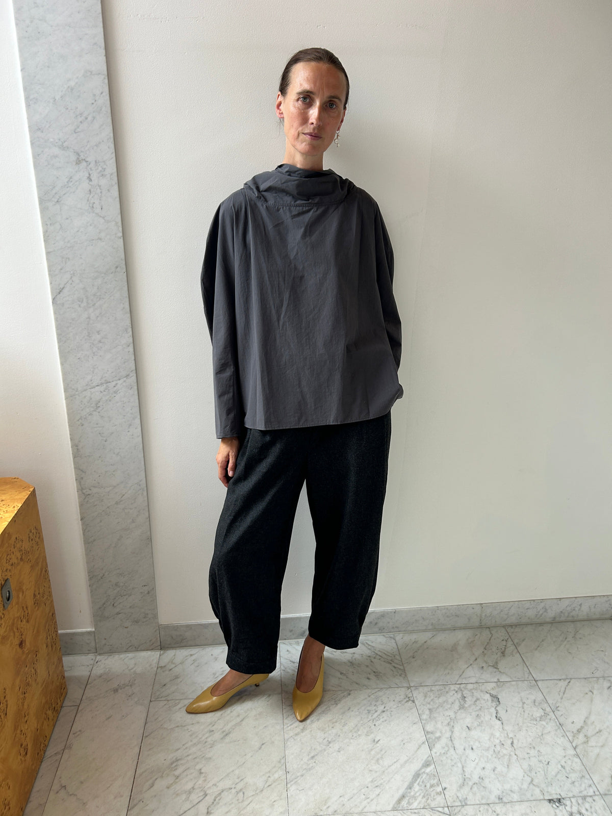 Cotton Scarf Top, Charcoal Amomento