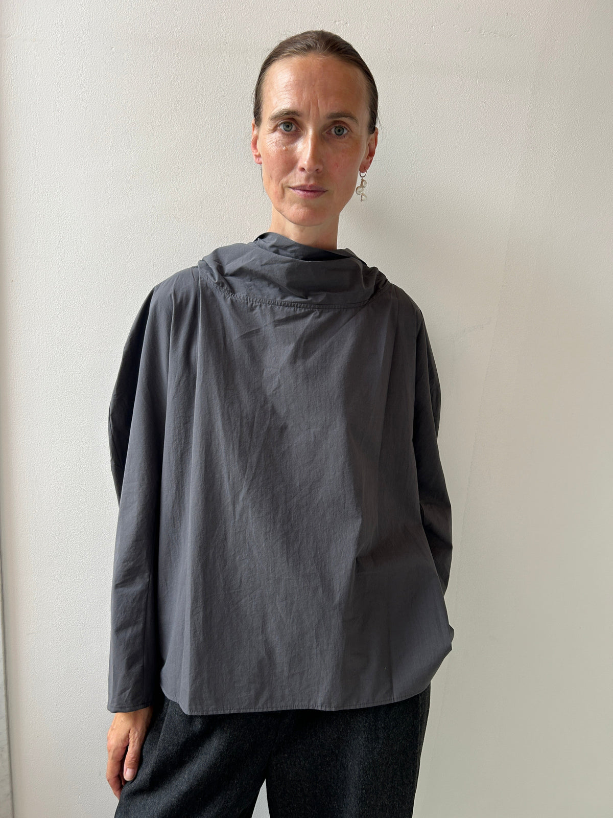 Cotton Scarf Top, Charcoal Amomento