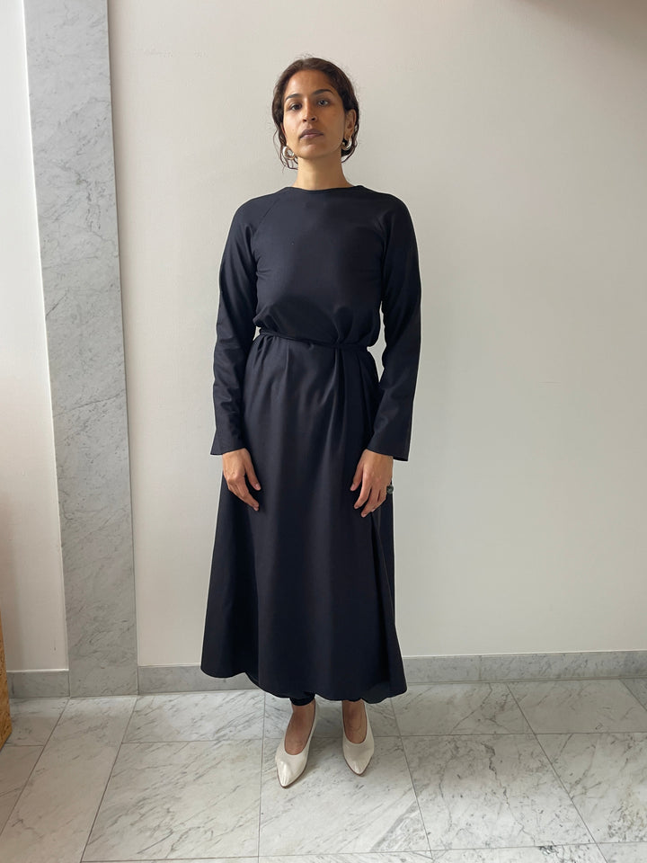 Long Sleeve Apron Dress, Black BASERANGE