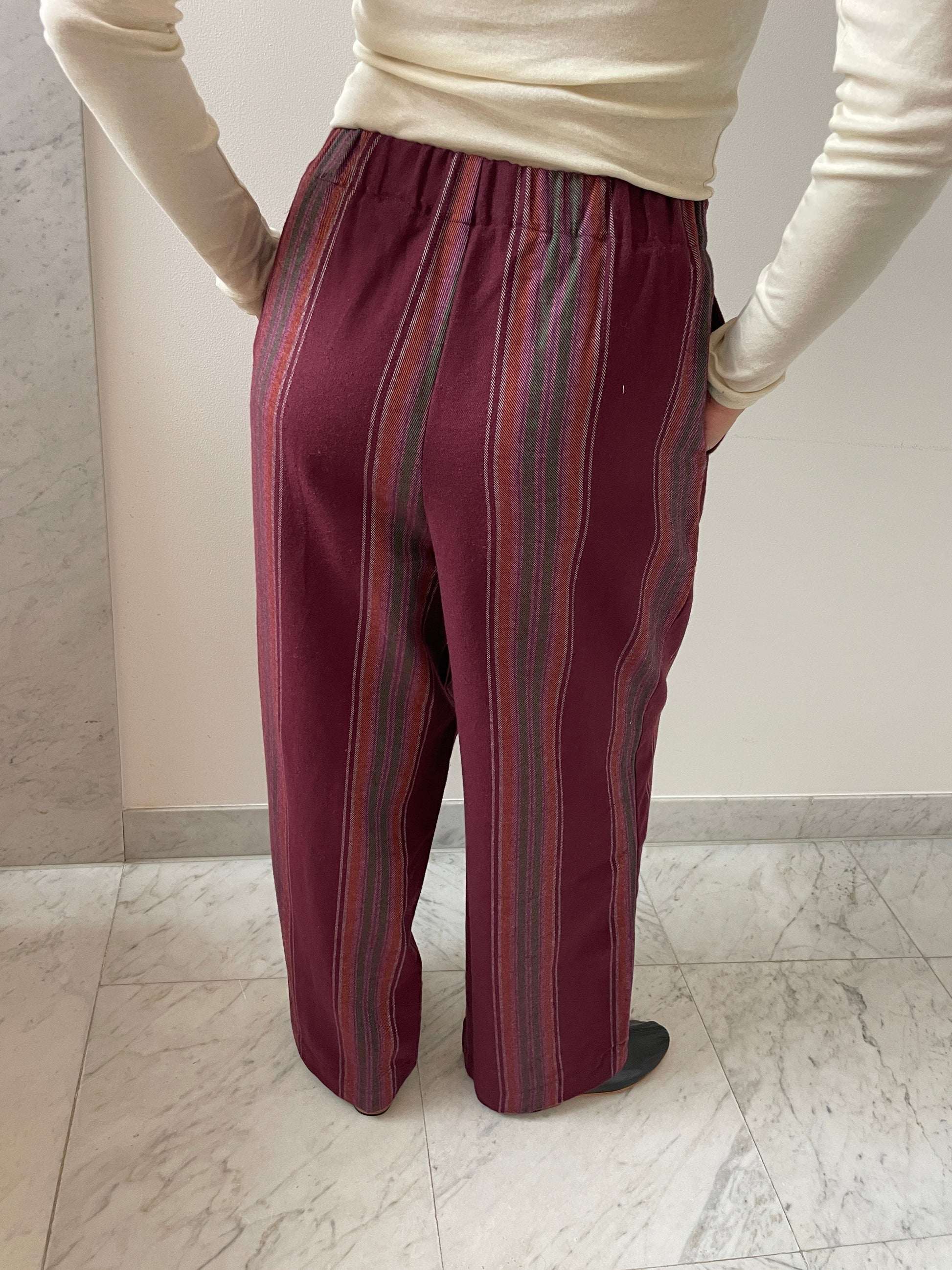 Claude Pants, Maroon Stripe BASERANGE