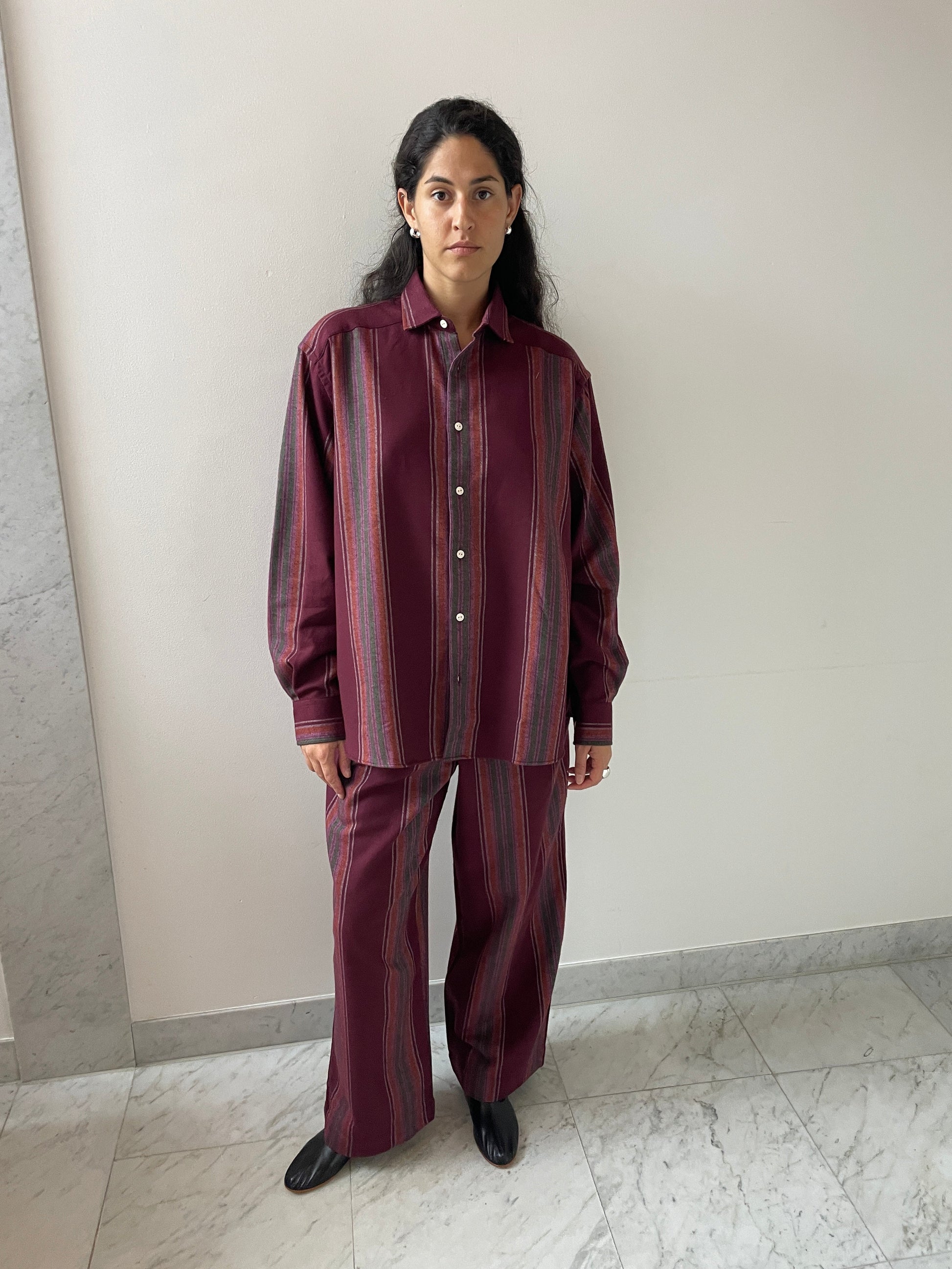 Claude Pants, Maroon Stripe BASERANGE
