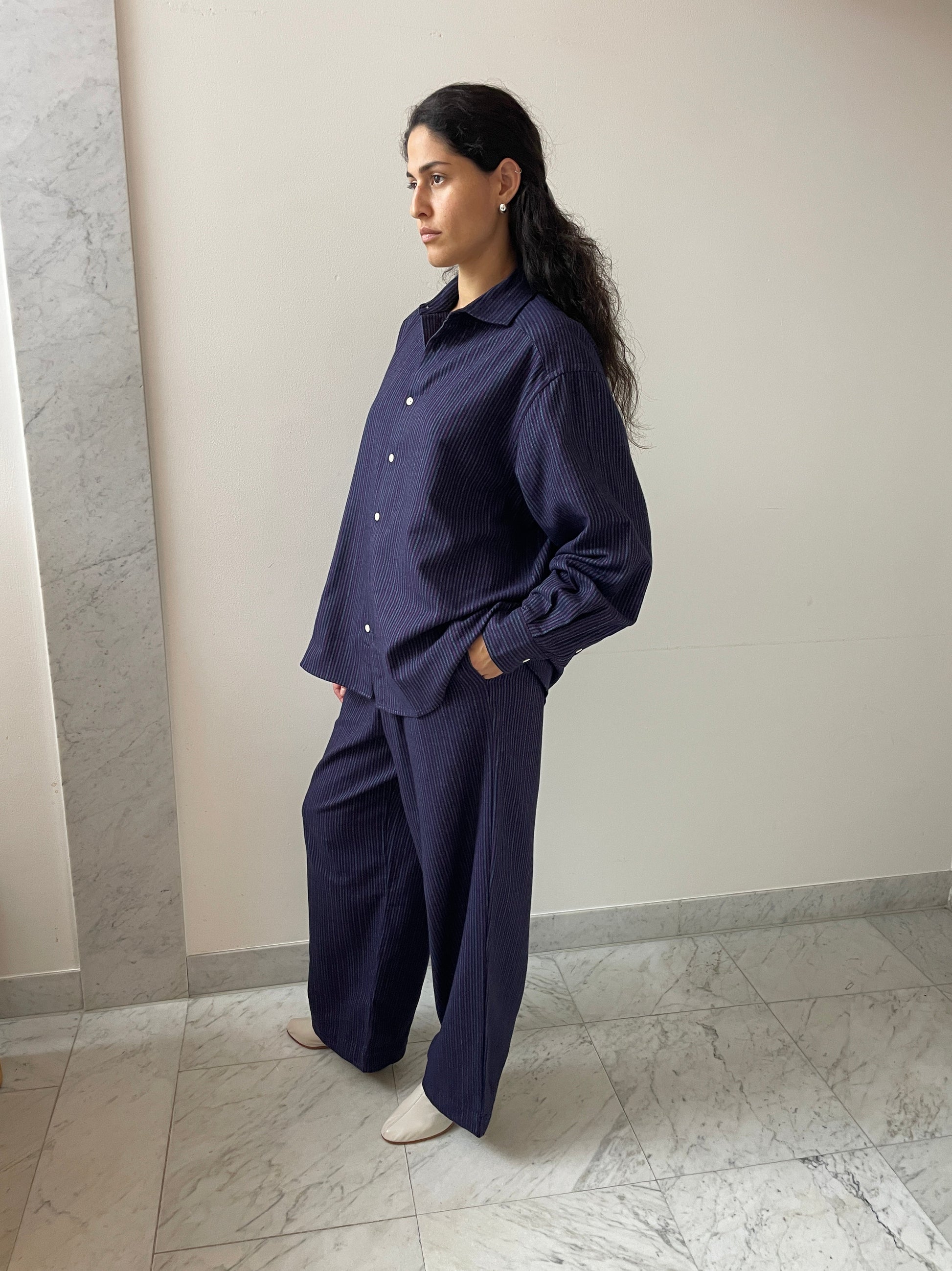 Claude Shirt, Purple Stripe BASERANGE