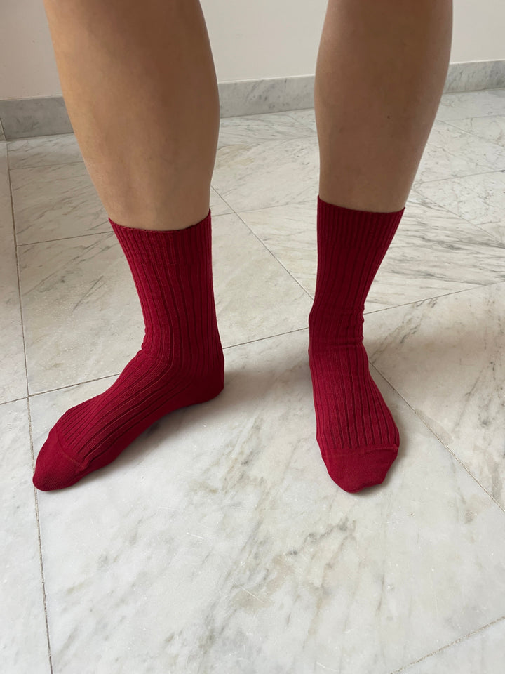 Rib Overankle Socks, Pair Red BASERANGE