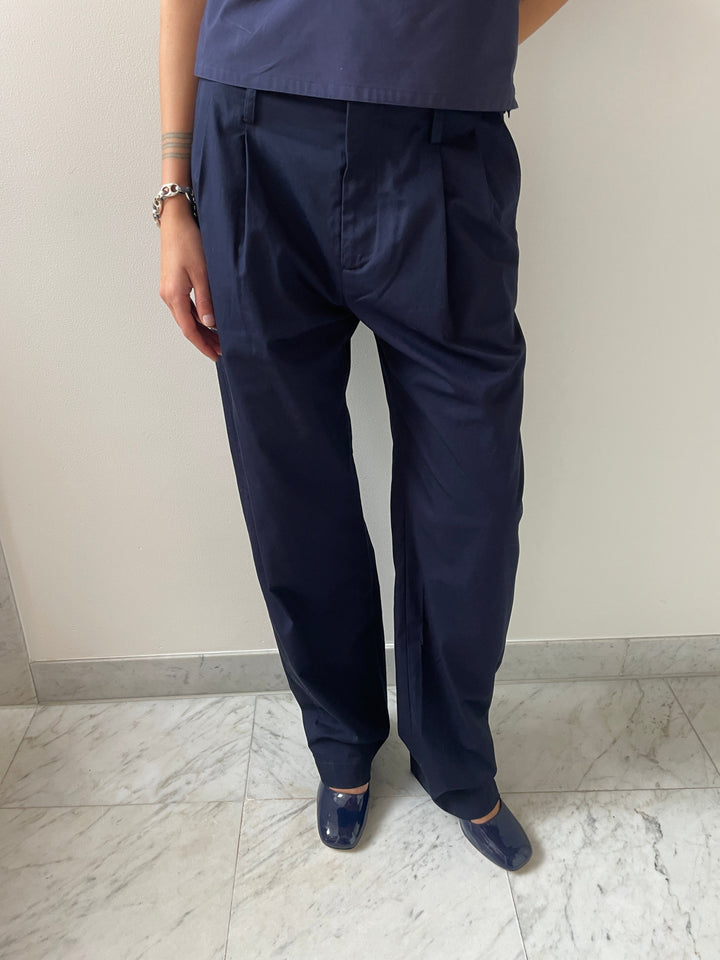 Abdou Trouser, Cotton Twill Navy MARYAM NASSIR ZADEH