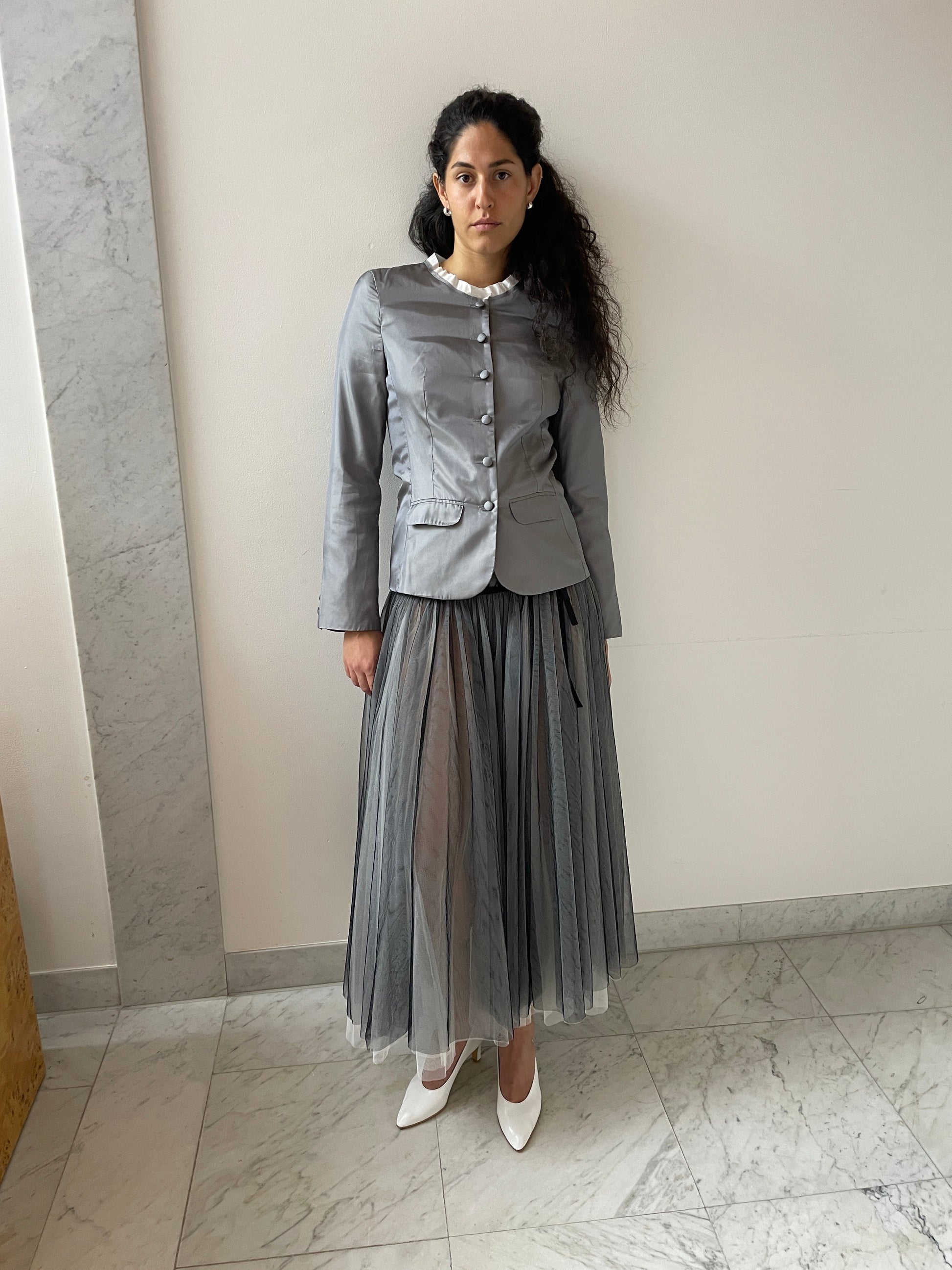 Louisa Satin Jacket, Grey Renaissance Renaissance