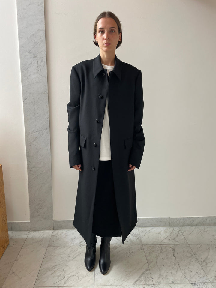 Rustic Wool Coat, Black RIER
