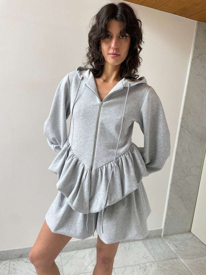 Irina Zip-Up Hoodie, Grey Fidan Novruzova