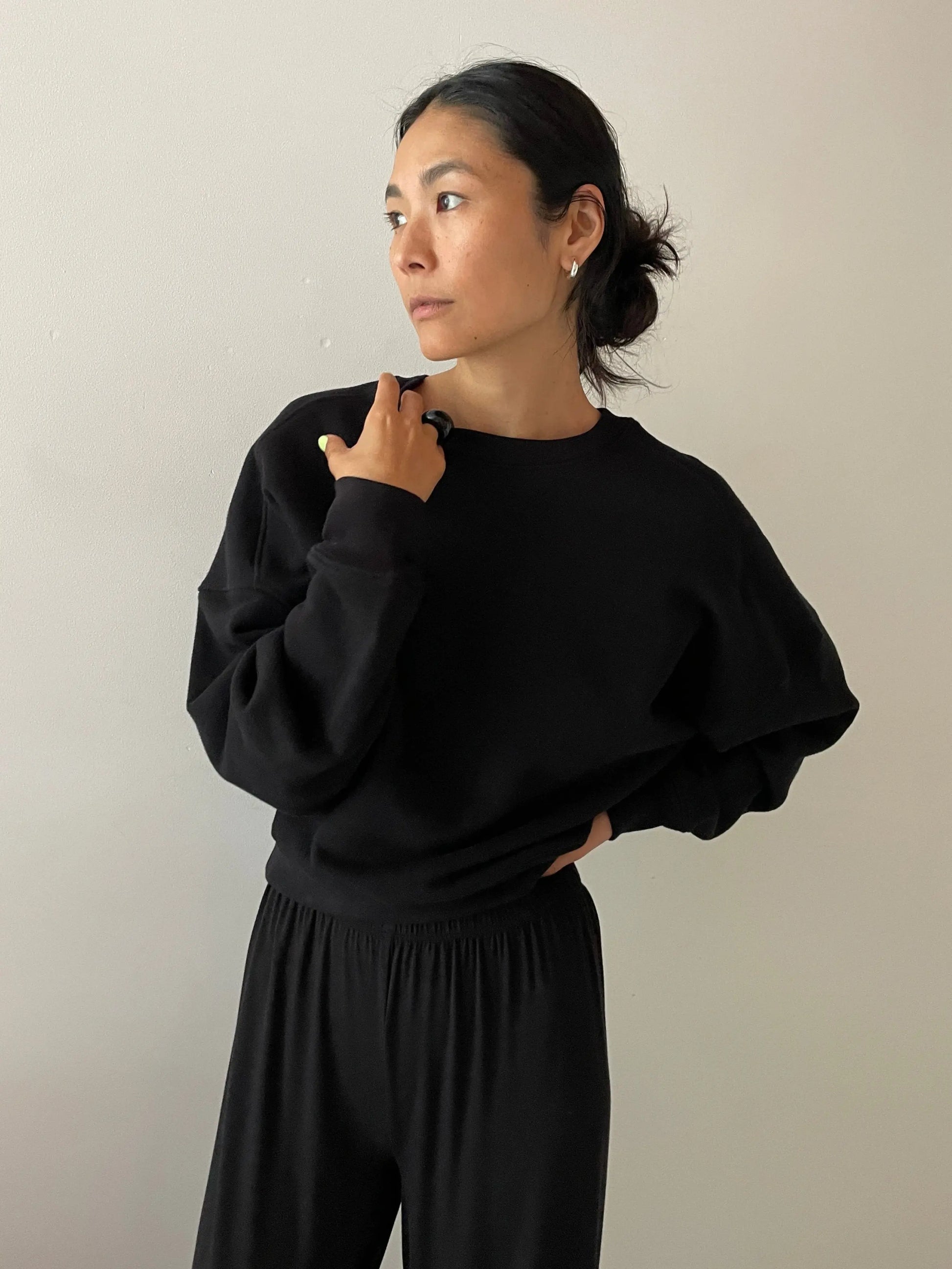 Organic Cotton Smile Sweatshirt, Black NU SWIM