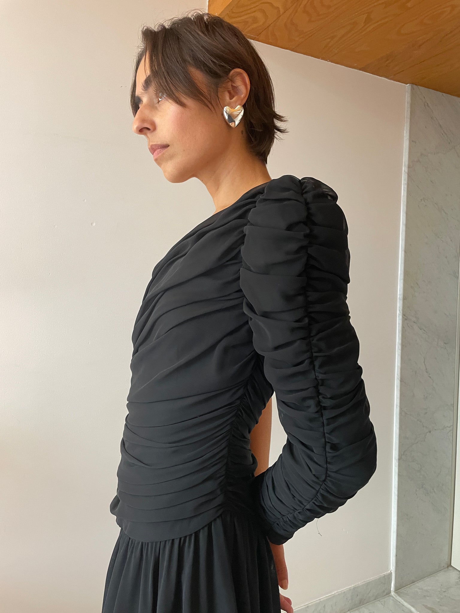Vintage Louis Feraud One-Shoulder Dress, Black