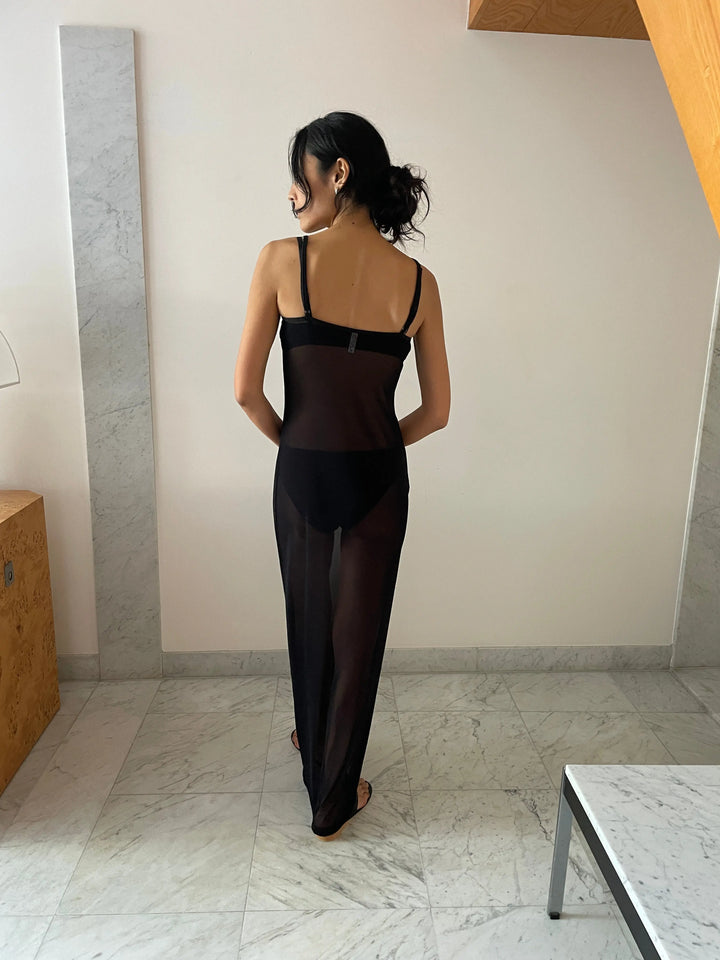 Overlay Slip Dress, Black KYE INTIMATES