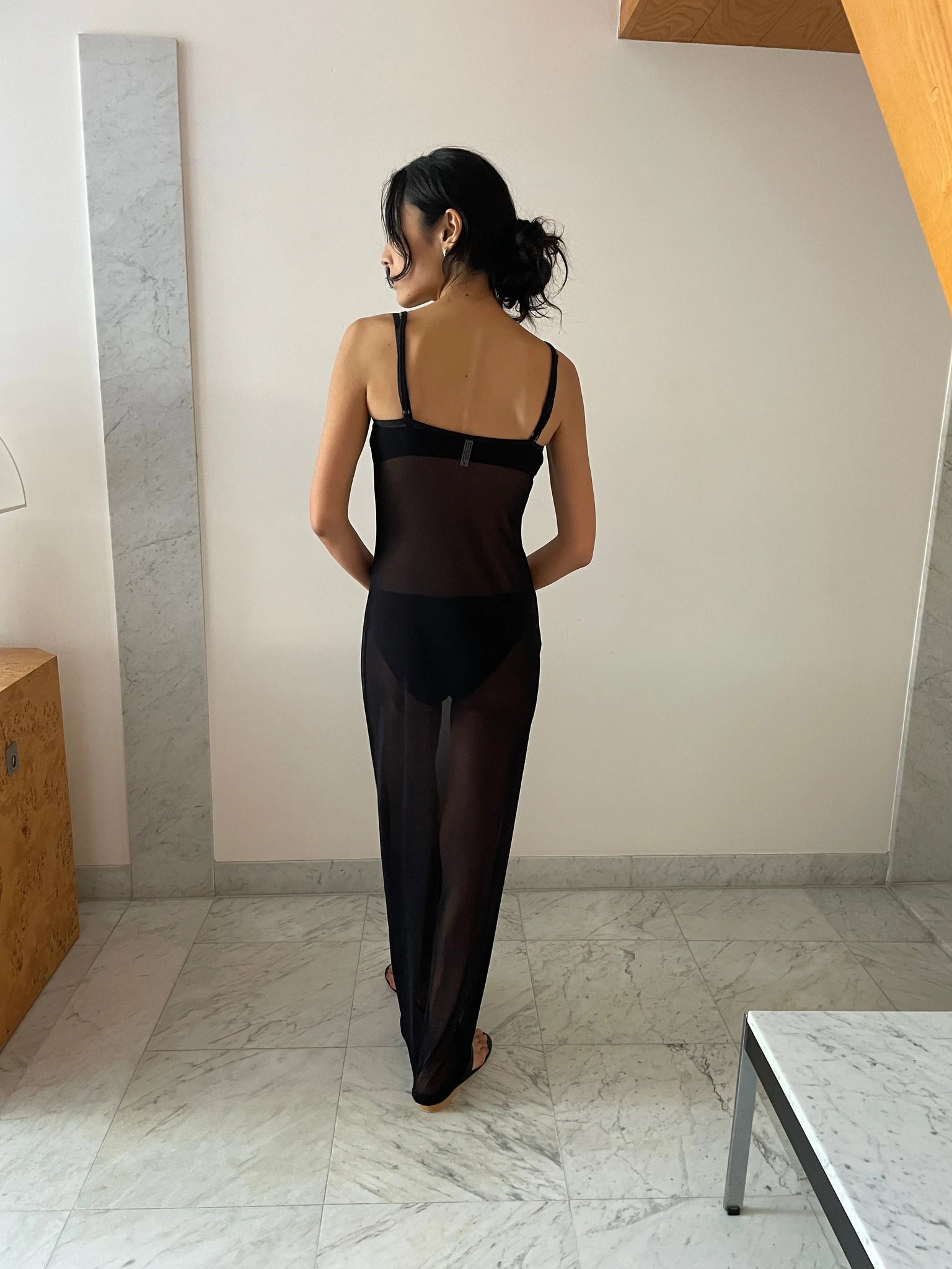 Overlay Slip Dress, Black KYE INTIMATES
