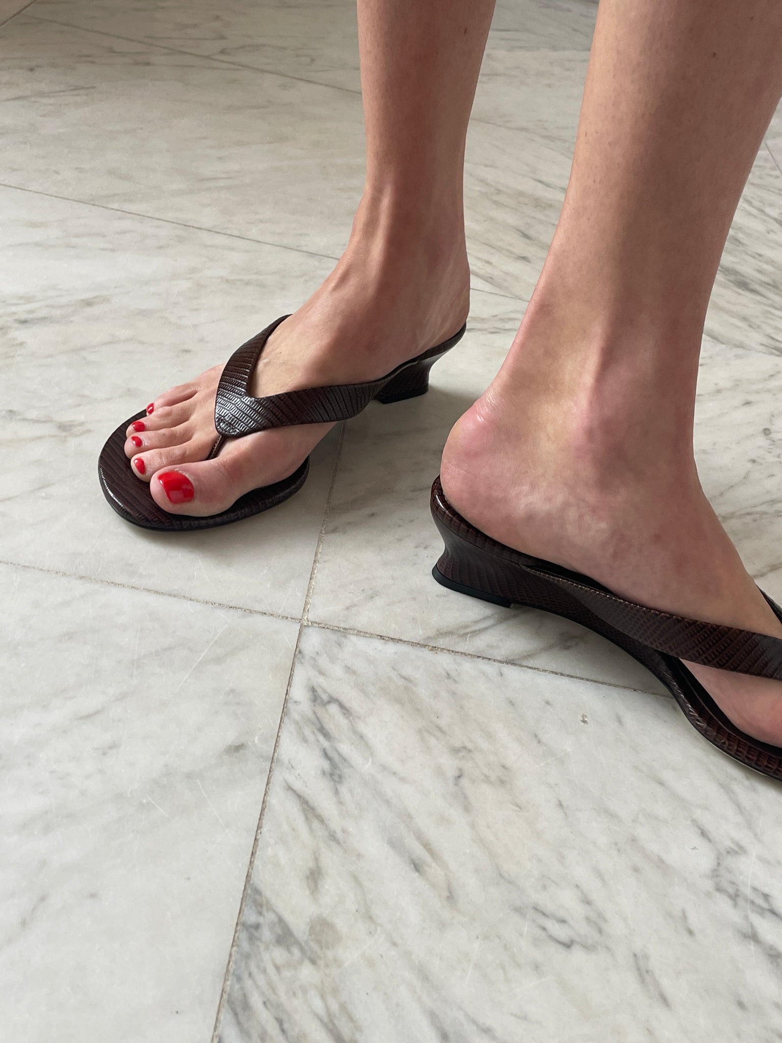 Micro Wedge Thong Sandal, Snake