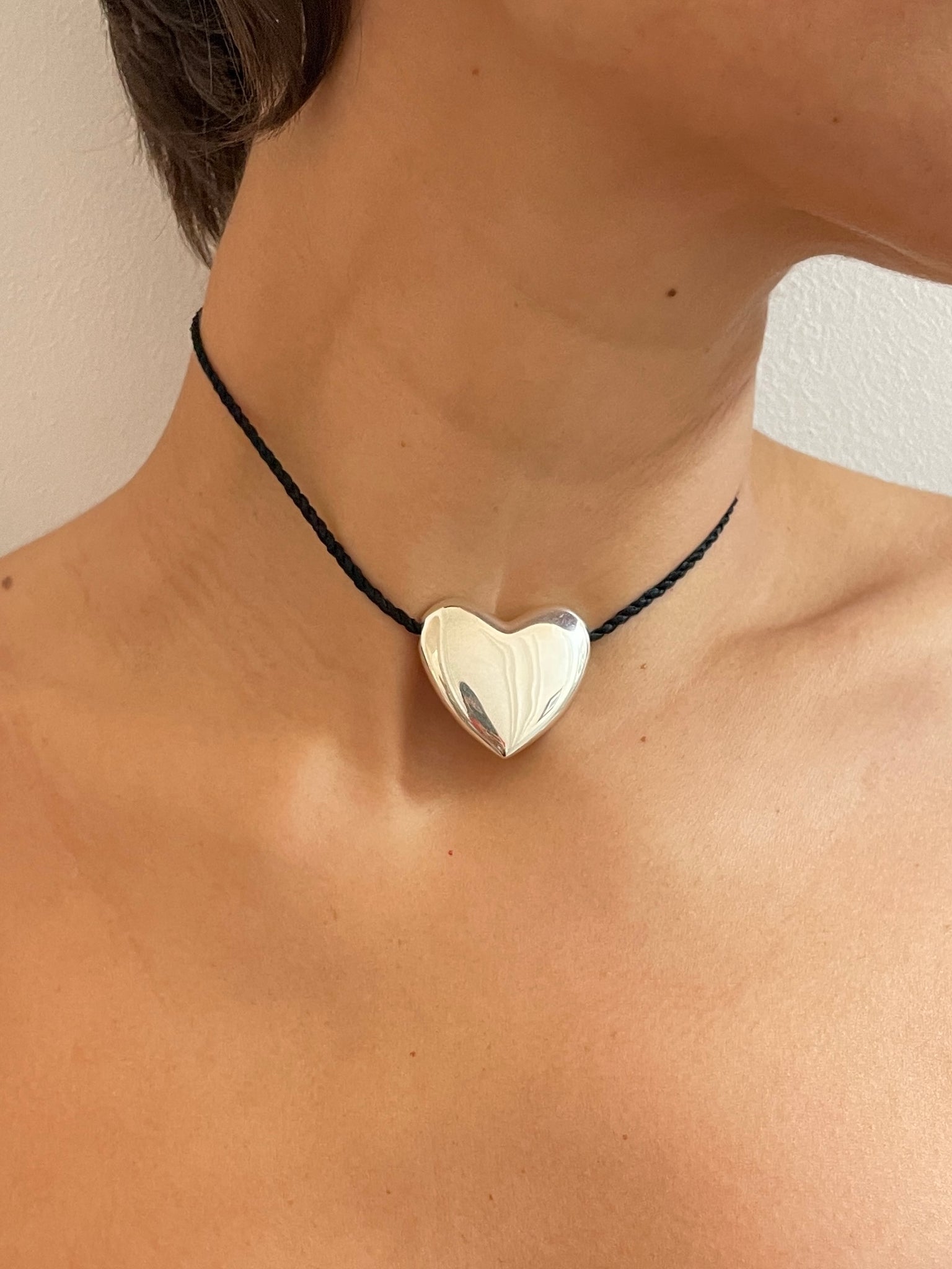 Large Heart Necklace, Silver