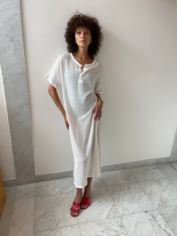 Grid Mesh Long Tunic, White GIL RODRIGUEZ