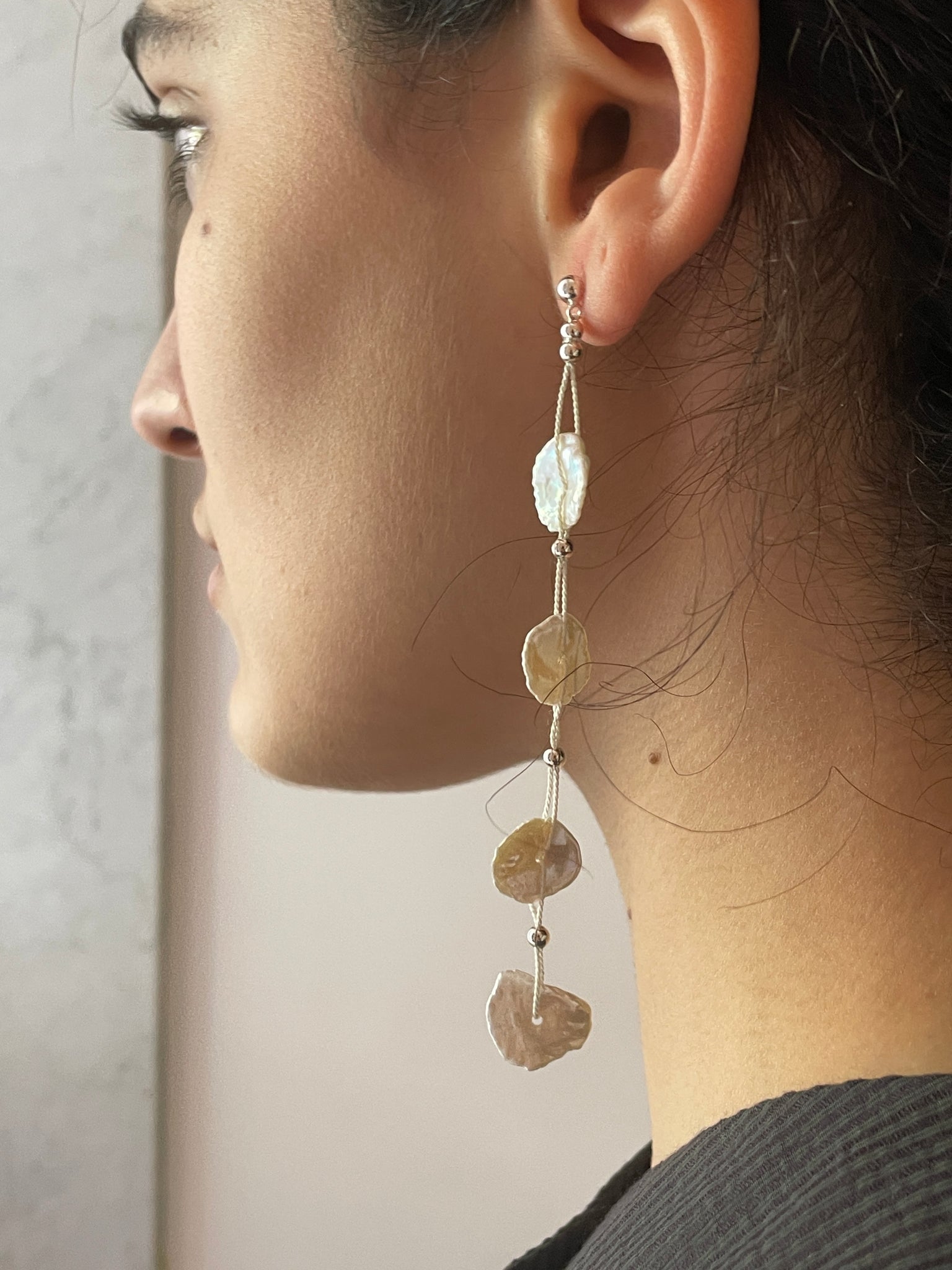 Everything Has An End Earrings, Floating Pearl
