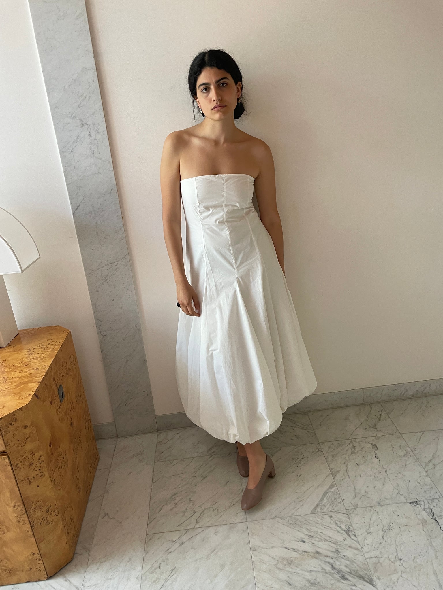 Globo Dress, White