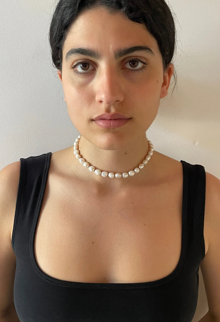 Simple Baroque Pearl Collar, Silver SOPHIE BUHAI